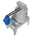 Industrial Grinding Equipment With Blue Motor And Cylindrical Body Mounted On Steel Stand
