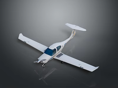 Lightweight White Small Aircraft With Transparent Cockpit And Two Wings Design 3d model