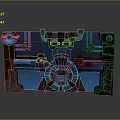 Futuristic Sci Fi Gate With Blue And Brown Mechanical Panels And Circular Control Hub