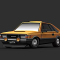 Vintage Yellow Hatchback Car With Classic Design And Black Body Details