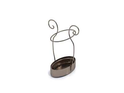Metal Shelf With Curved Decorative Design And Tray Base For Home Organization 3d model