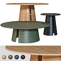 Unique Modern Dining Table With Round Top Wooden Texture Green Black Brown Bases