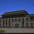Traditional Chinese Style Office Building With Light Facade Large Windows Grand Entrance And Spacious Courtyard