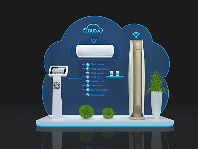 Smart Cloud Connected Air Conditioner Fan With WiFi Control And Display Setup 3d model
