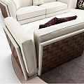 Modern White Sofa Set With Elegant Design Cushions Round Rug And Side Table