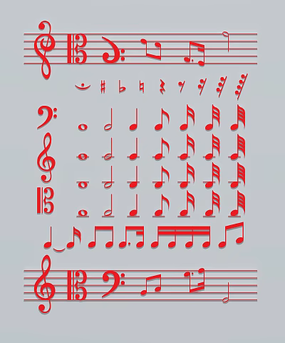 Music Symbols Music Elements 3d model Music Symbols Music Elements 3d model