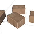 Four Brown Taped Cartons on White Background for Packaging