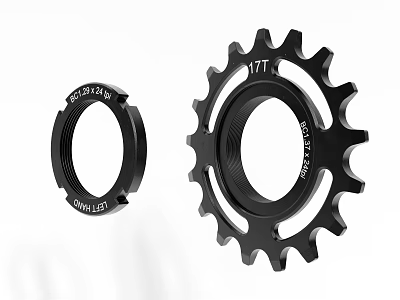 Black Bicycle Gears With 15T And 17T Teeth Count In Different Sizes 3d model