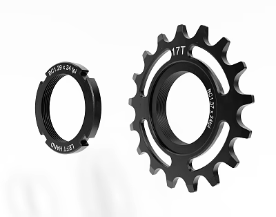 Black Bicycle Gears With 15T And 17T Teeth Count In Different Sizes 3d model