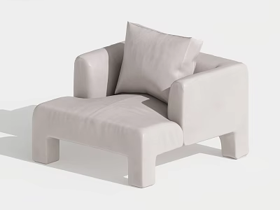 Comfortable Light Beige Single Sofa With Soft Cushion Modern Minimalist Living Room Decor 3d model