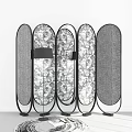 Modern Multi panel Room Divider With Black Frame And Decorative Pattern For Home Interior 3d model