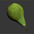 Fresh Green Pear With Spots And Stem On Gray Background Surface 3d model