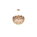 Modern Chandelier With Metallic Panels And Crystal Pendants On Dark Background