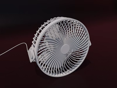 White Air Conditioner Fan With Compact Design And Mesh Cover For Home Use 3d model