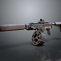 Modern Metallic Assault Rifle With Large Drum Magazine And Tactical Components