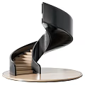 Modern Spiral Staircase Design With Black Handrail And Light Colored Steps