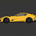 Yellow Sports Car With White Stripes And Sleek Aerodynamic Exterior Design