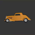 Orange Vintage Classic Car With Retro Two Door Coupe Sleek Body Design