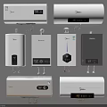 Various Electric Water Heater Models As Daily Use Appliances On Wall