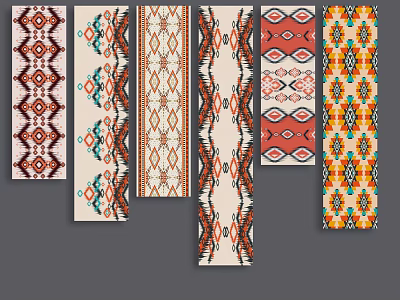 Colorful Ethnic Geometric Patterns On Decorative Strips With Traditional Motifs 3d model