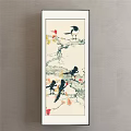 Classic Chinese Animal Ink Painting Scroll with Black Birds on Branches Red Yellow Autumn Leaves