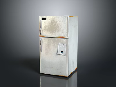 Silver Double Door Refrigerator Home Appliance With Metallic Surface And Compact Design 3d model