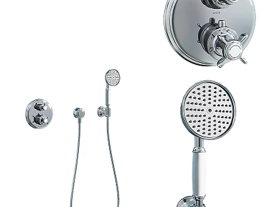 Modern Chrome Shower Faucet Set With Fixed And Handheld Showerheads And Control Panel 3d model