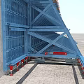 Blue Metal Building Component Formwork Support Structure with Red Feet and Tracks 3d model