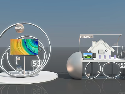 Huawei 5G Exhibition Display Shelves Showcasing Electronic Products And Digital Devices 3d model