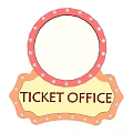 Decorative Iron Art Ticket Office Sign With Round Top And Beaded Edges