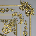 Golden Intricate Ornamental Patterns With Symmetrical Square Frame Design Details 3d model