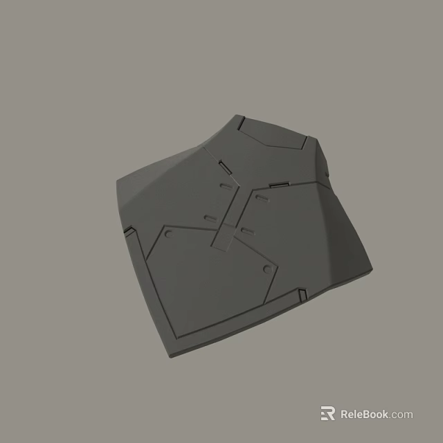 Grey Irregular Shaped 3D Model Featuring Geometric Lines And Markings 3d model 