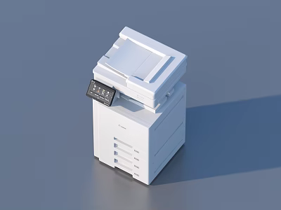 White Multifunction Office Printer With Digital Control Panel And Compact Design 3d model
