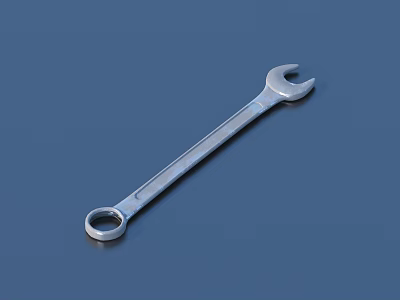 High Quality Silver Metal Wrench With Open End And Socket For Mechanical Tasks 3d model