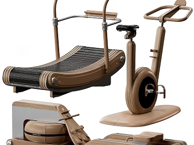 Modern Recreation Room Interior Featuring Treadmill Exercise Bike And Fitness Equipment 3d model
