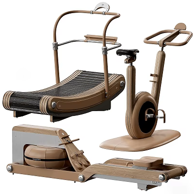 Modern Recreation Room Interior Featuring Treadmill Exercise Bike And Fitness Equipment 3d model
