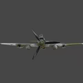 Vintage Green Fighter Aircraft With Weathered Body And Red Star Insignia On Wings