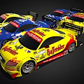 Yellow And Blue Racing Cars With Vodafone Sponsorship Streamlined Body And Sticker Details