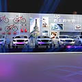 Xiamen Auto Show Display With Cars Bicycles Eiffel Tower And Lighting