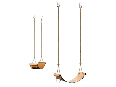 Wooden Hanging Swings With Rope For Outdoor Garden Kids And Adults 3d model