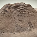 Ancient Earth Mound With Rugged Surface Ridges And Small Entrance On Sandy Ground