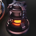 Futuristic Mechanical Device With Glowing Orange Core And Intricate Circular Metallic Layers