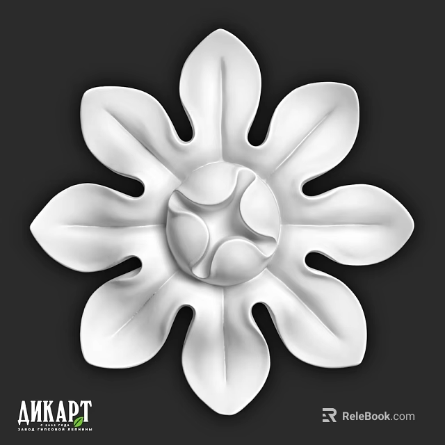 Elegant White Flower Shaped Decorative Component For Home Interior Design 3d model 