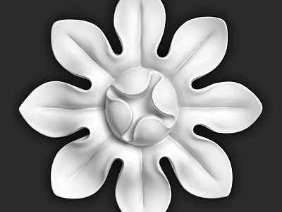 Elegant White Flower Shaped Decorative Component For Home Interior Design 3d model