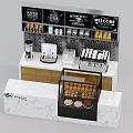 Coffee Shop Counter Setup With Coffee Machine Drinks And Dessert Display Case 3d model