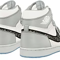 Stylish High Top White Gray Sneakers With Black Accents Gray Laces And Light Blue Sole