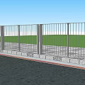 Durable White Steel Fence Alongside Road With Green Grassland And Water Surface