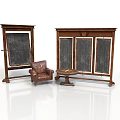 Wooden Framed Chalkboards With Brown Leather Chair And Small Table In Interior