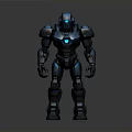 Blue Futuristic Mech Robot With Metallic Armor And Glowing Chest Light