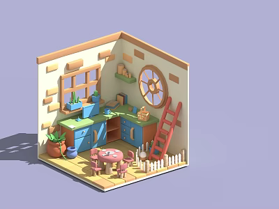 Modern Cartoon Scene 3d model